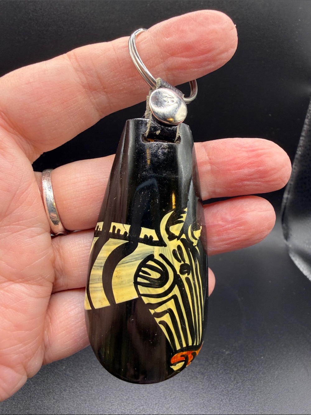 Handmade in Africa, keychain with cute hand painted Zebra bust
